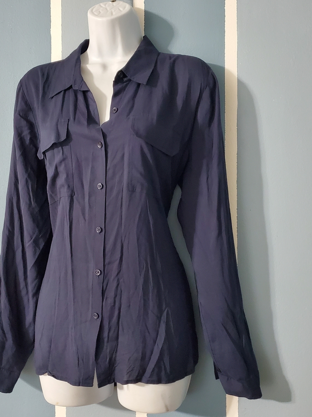 Lucky Brand Women's Navy Button-Down Shirt